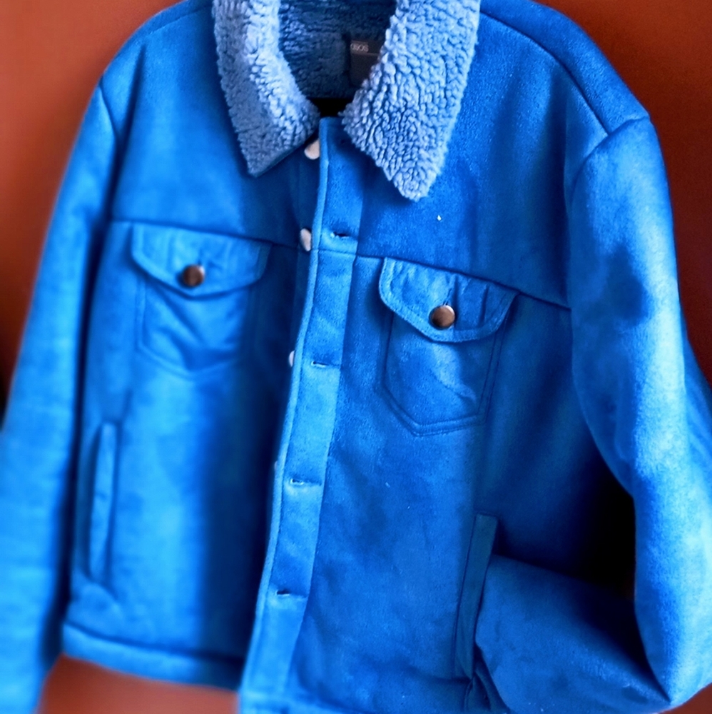 Cobalt Blue ASOS Vegan  Leather Jacket